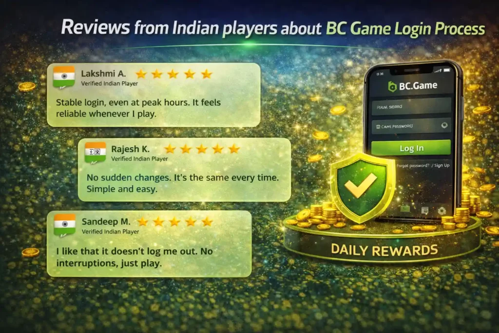 Reviews from Indian players about BC Game Login Process